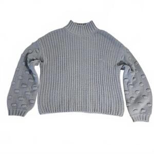 Cozy Moon & Madison Blue Puff Balloon Dot Sleeve Cropped Sweater Women's Medium